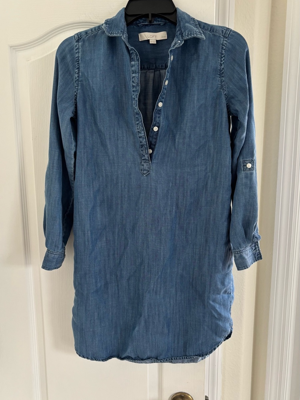 LOFT Denim Tunic Shirt Dress - Indigo Blue. Size XS